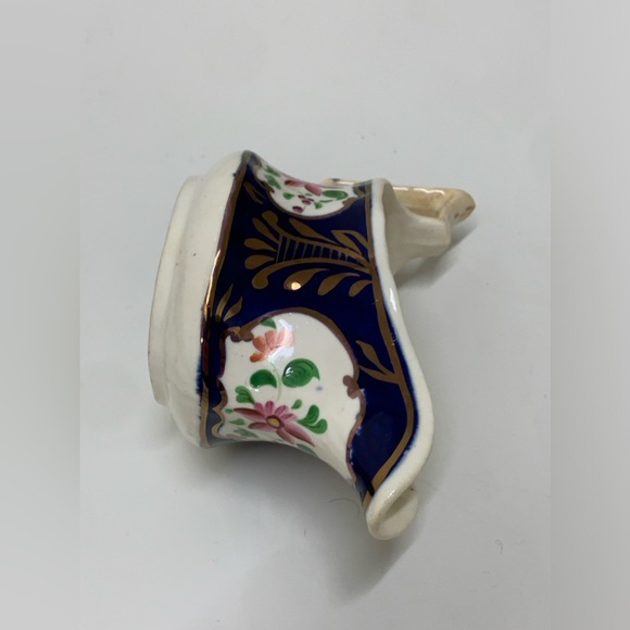 19th Century Gaudy Welsh Columbine Pattern Hand Painted Gravy Boat Creamer Jug - Picture 14 of 16